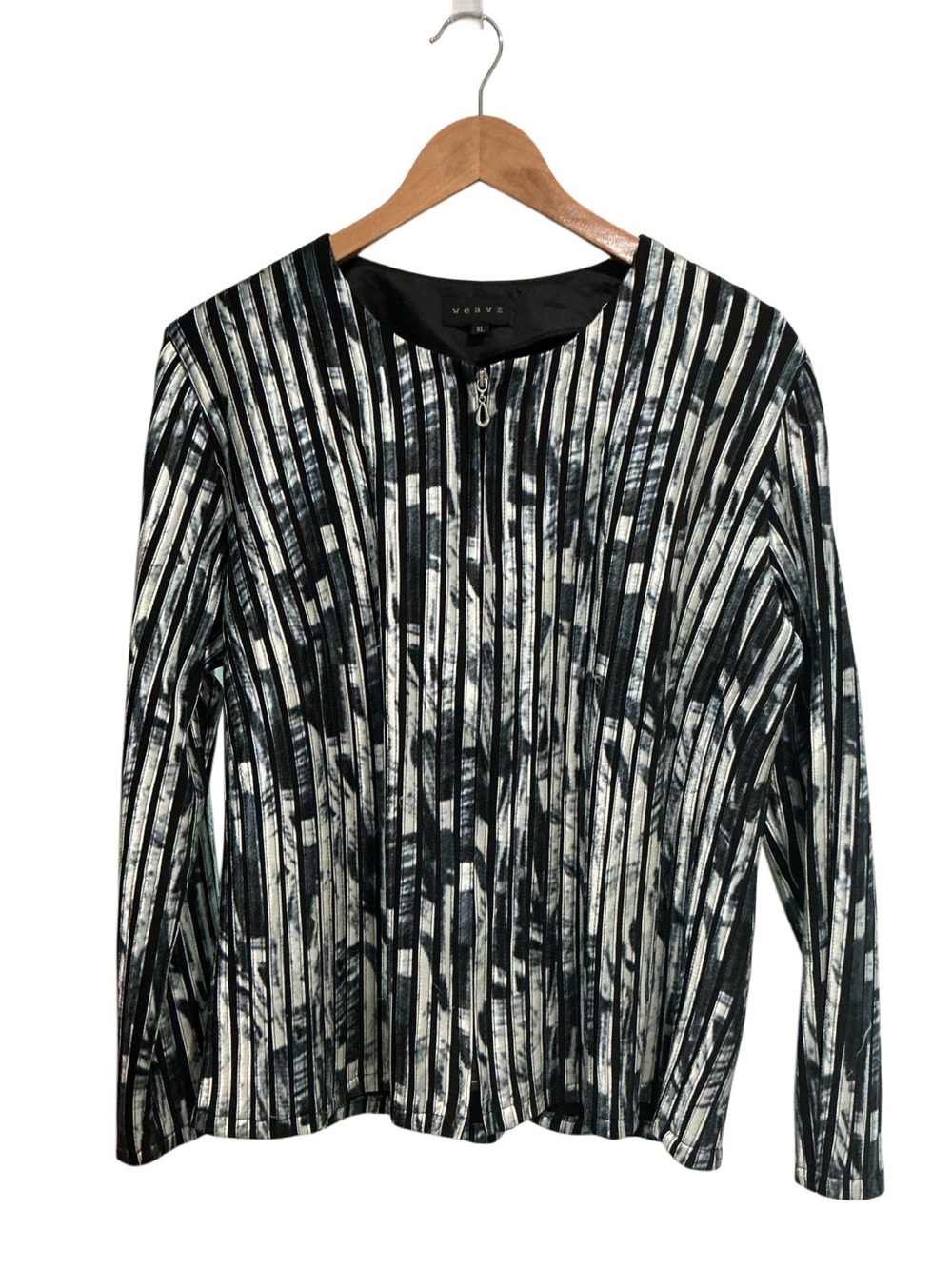 Weavz Women’s Ribbon Jacket Full Front Zip Black White